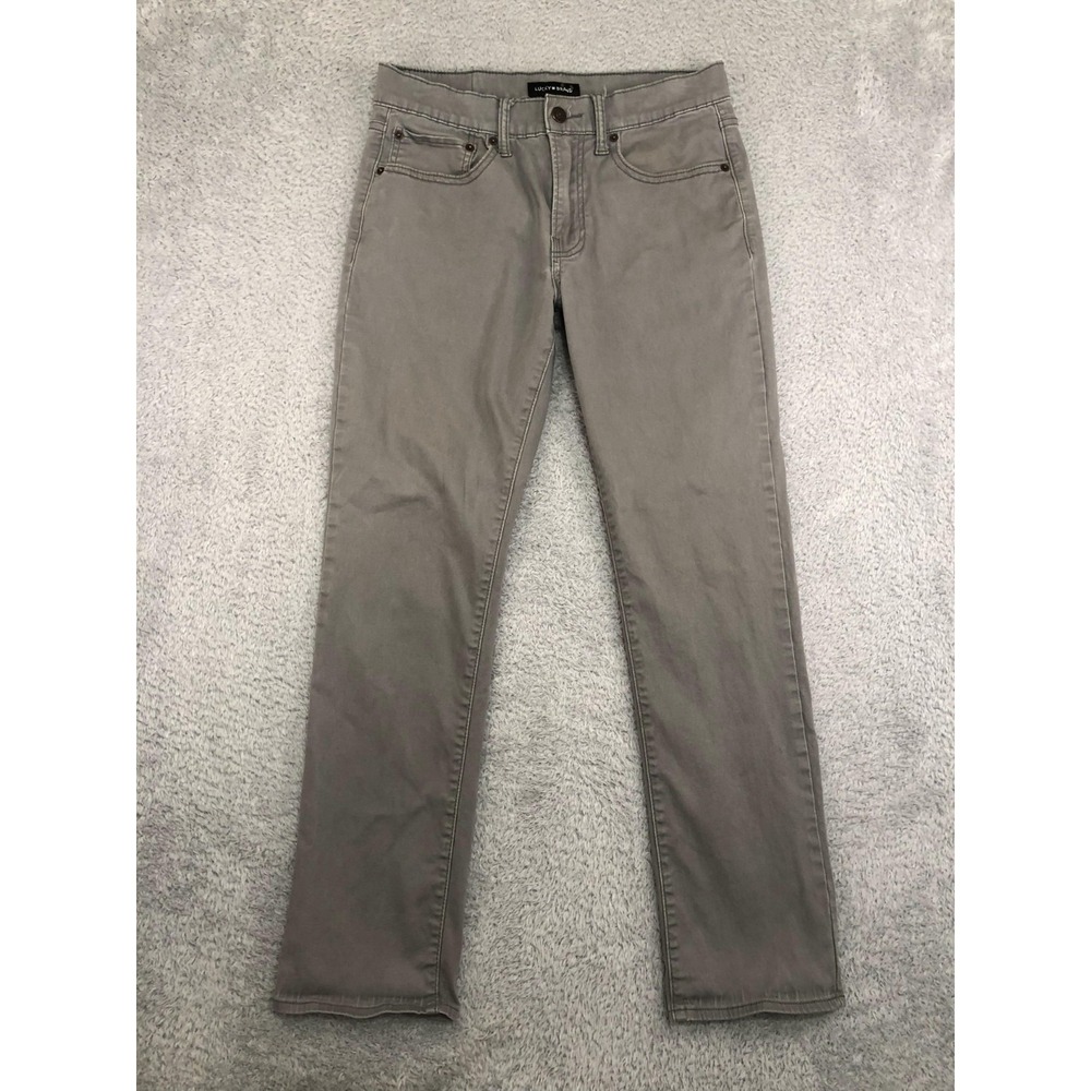 Lucky Brand 223 Pants Mens 29x28 (Tag 30x30) Gray Straight 5 Pocket